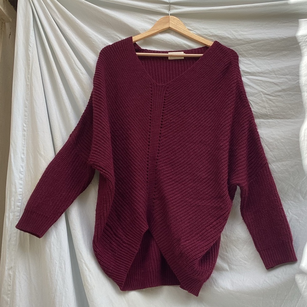 Dreamers red dolman sleeve oversized casual sweater, size small/medium